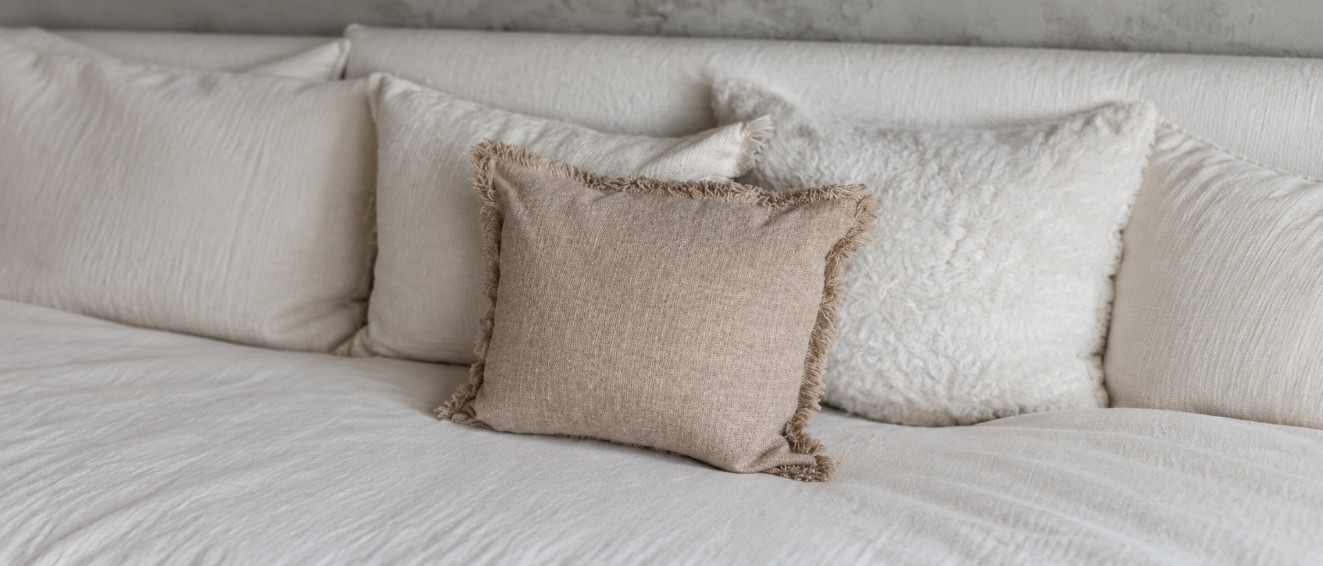Textiles styled in a calm home setting
