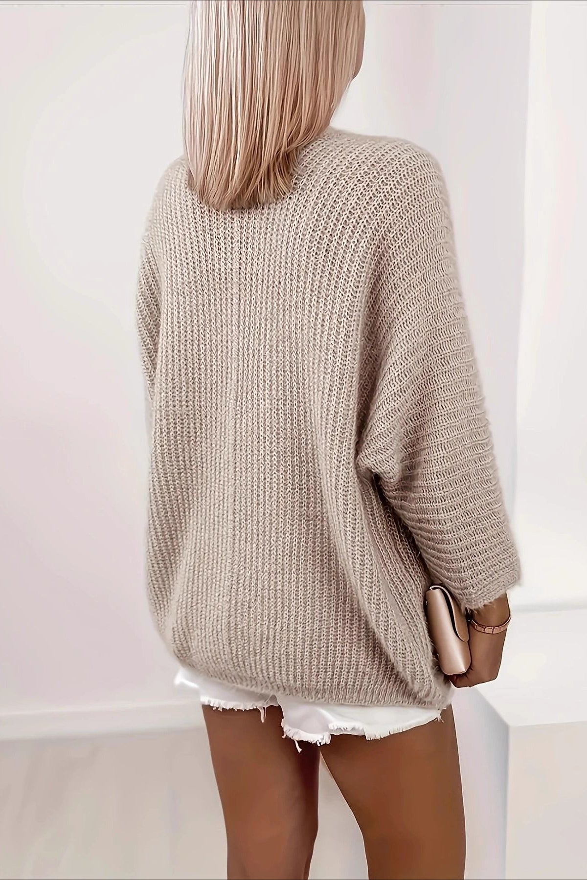 Fashion Puff-Sleeve Knit Cardigan